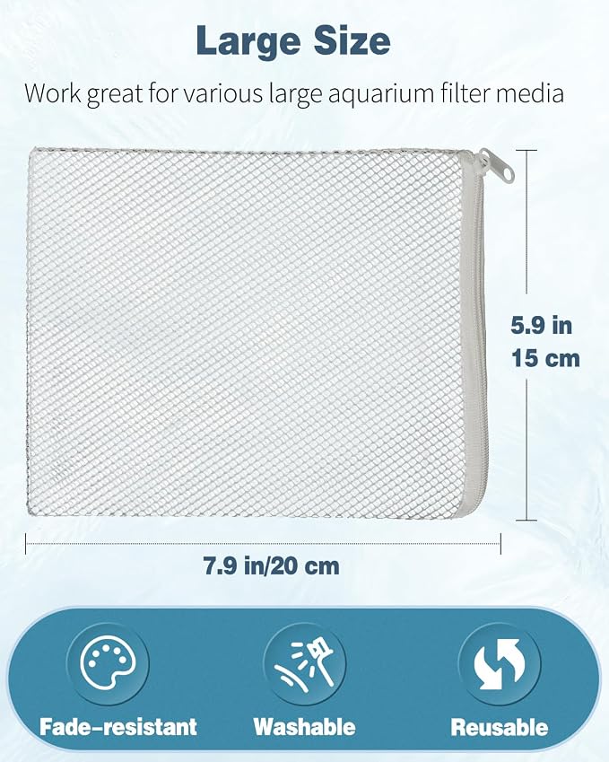Pawfly 12 Pack Black & White Aquarium Filter Media Bags, Fish Tank Fine Mesh Bag - Image 4