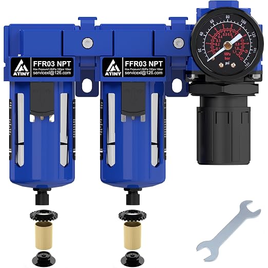 3/8" NPT Air Dryer System, Air Compressor Filter Dryer, 5 and 5 Micron Filter by ATINY
