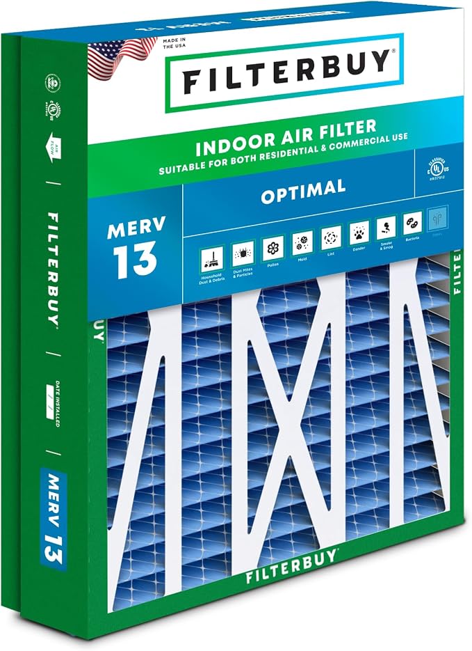 Filterbuy 24.5x27x5 Air Filter MERV 13 Optimal Smoke & Allergy Defense by Filterbuy