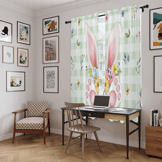 Easter Window Curtains 72 Inch Long 2 Panel Set, Rod Pocket Long Curtains & - Image 6