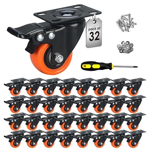 2" Caster Wheels Set of 32, Heavy Duty by ASHGOOB