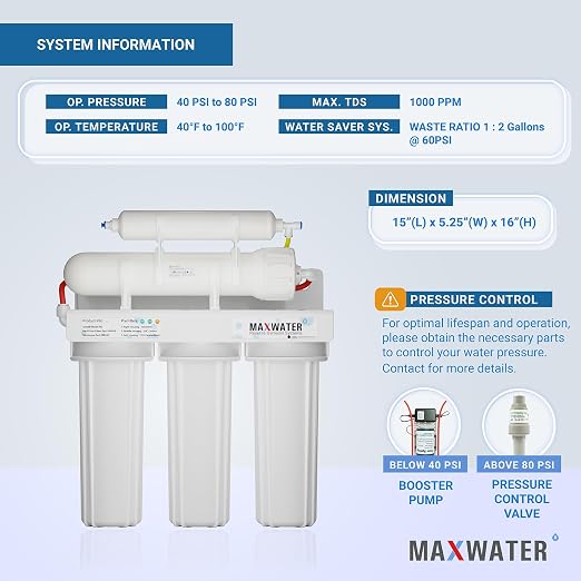 Max Water 5 Stage 100 GPD RO Standard Water Filtration System - Image 3