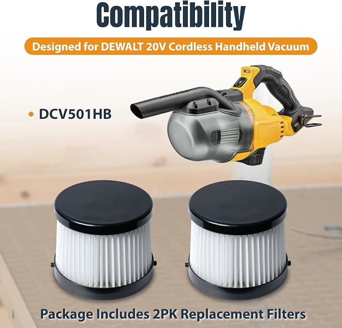 POWERTEC DCV5011H HEPA Filters for DeWalt DCV501HB 20V Cordless Handheld Vacuum - Image 3