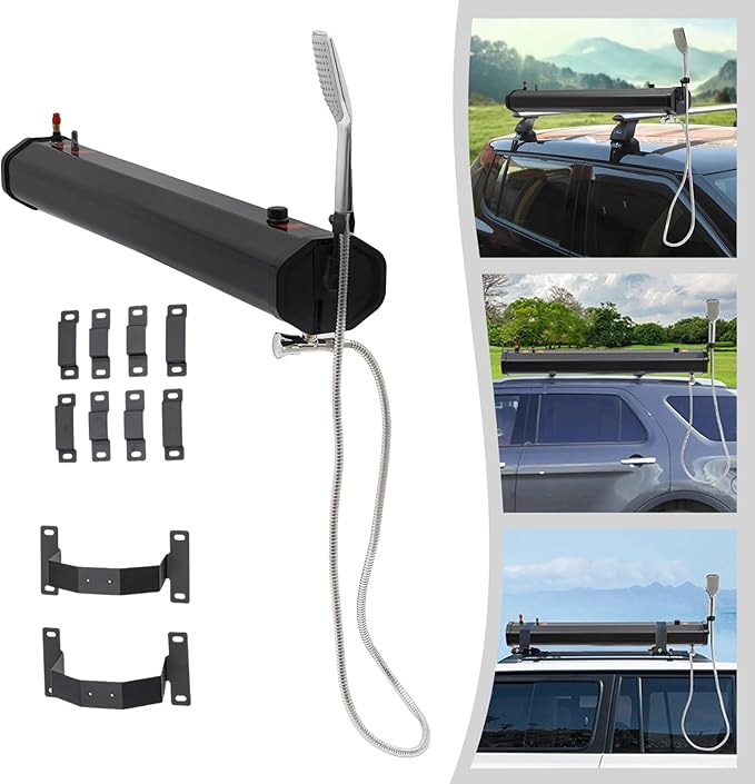 Portable Shower for Camping, 4.76-Gallon Portable Water Tank with Hose&showerhead Handheld, Roof Rack Mount Road Shower for Hiking, Car Wash, Pet Cleaning, Beach Vacations