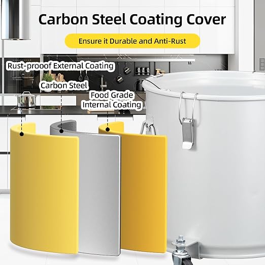 PioneerWorks Fryer Grease Bucket 8 Gal, Coated Carbon Steel Oil Filter Pot - Image 3