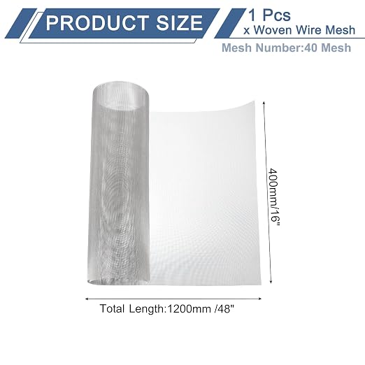 uxcell 40 Mesh 48" x 16" Woven Wire Mesh, 304 Stainless Steel Air Vent Filter - Image 2