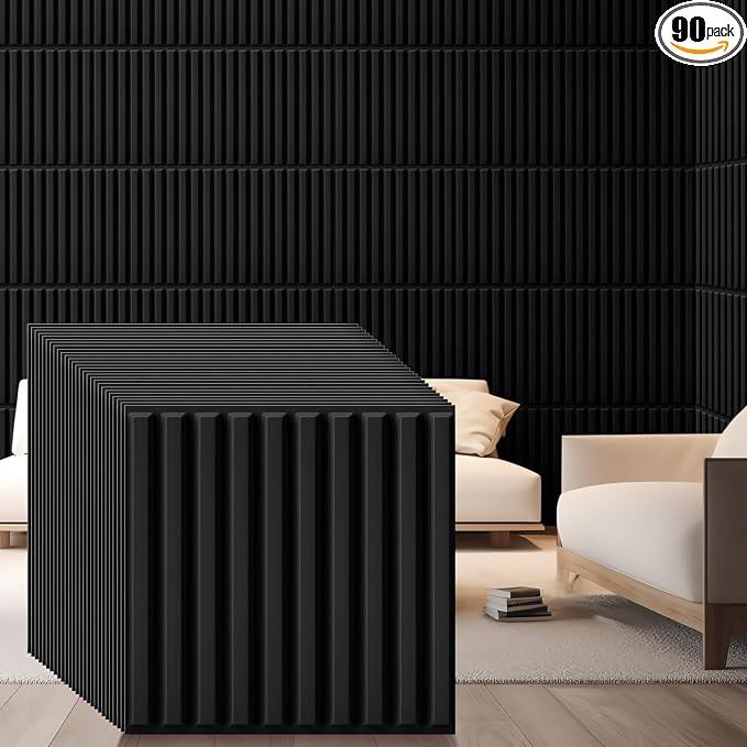 Nuanchu 90 Pcs 3D Slat Wall Panels, Paintable Waterproof Textured Tiles by Nuanchu
