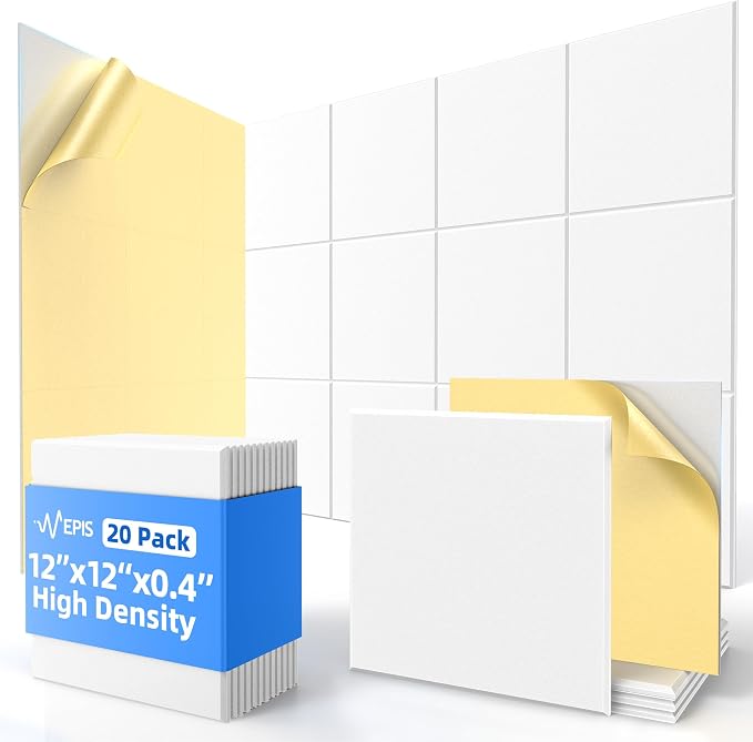 20 Pack Acoustic Panels with Self Adhesive, Soundproof Wall Panels, Square by NEPIS