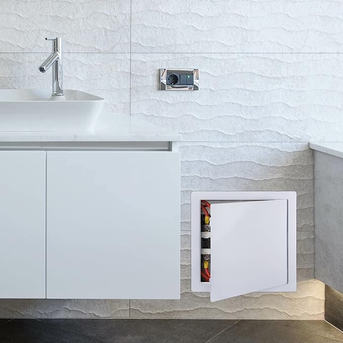 Suteck Plumbing Access Panel for Drywall Ceiling 14x14 Inch Reinforced Plastic Wall Access Doors Removable Hinged White