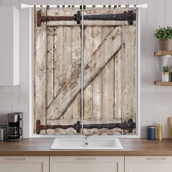 Farmhouse Wood Grain Living Room Curtains 96 Inch Length, Window Curtains Tab - Image 9