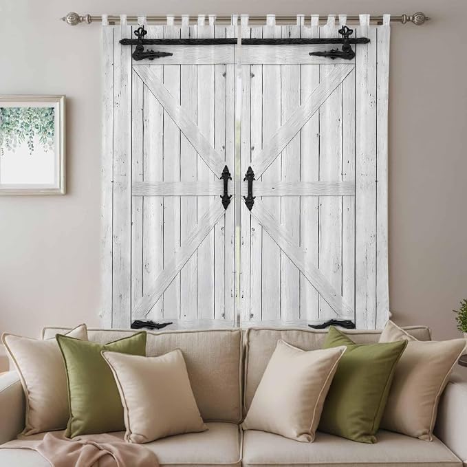Farmhouse Wood Grain Living Room Curtains 84 Inch Length, Window Curtains Tab - Image 3