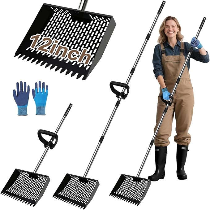 12-Inch Heavy Duty Chicken Poop Scooper & Rake 2-in-1 by APODESS