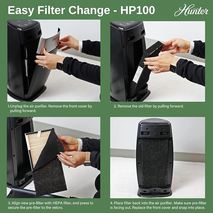 Hunter Fan Company HP100BLS Air Purifier, Small Tower - Image 8