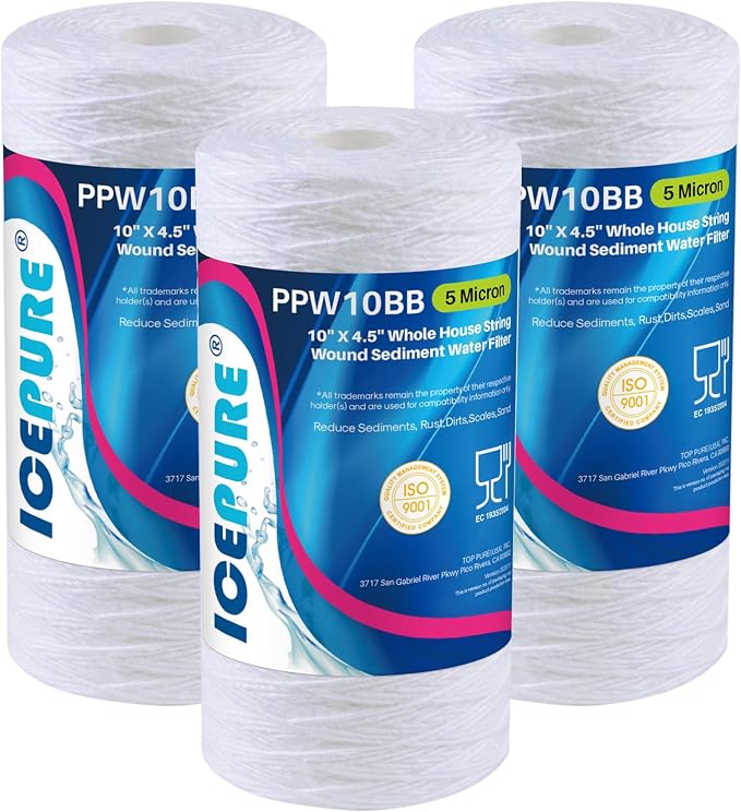 ICEPURE 5 Micron 10”*4.5'' Whole House Sediment String Wound Water Filter by ICEPURE