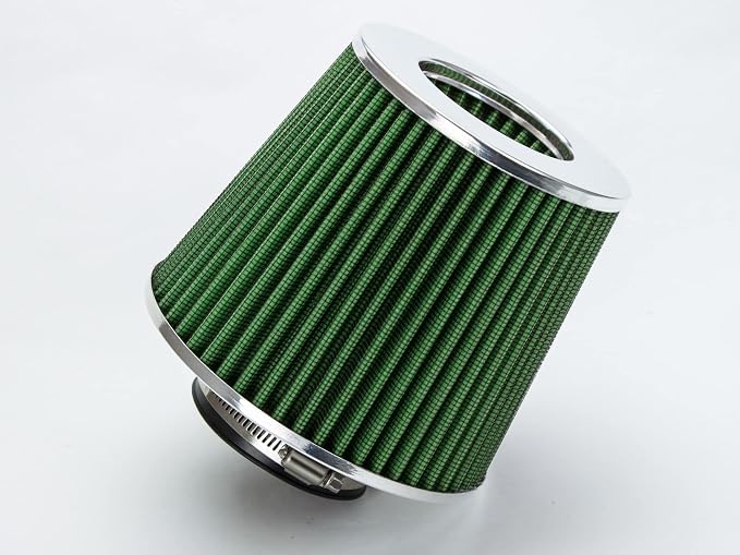 GREEN Inlet Cold Air Intake Cone Replacement Performance Washable Clamp-On Dry by RtunesRacing