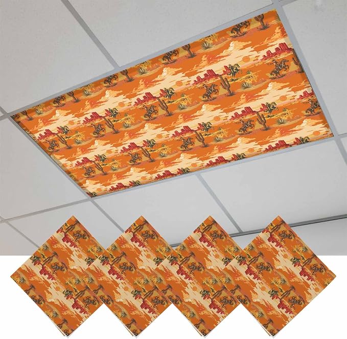 Tropical Plant Cactus Fluorescent Light Covers 4 Pack Western Cowboy Horse by Unknown