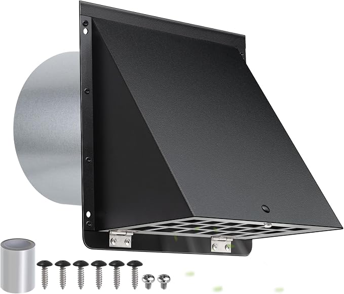 6 Inch Hooded Wall Vent with Mesh and Damper, 6in Dryer Vent Cover Outside by JYINCPED