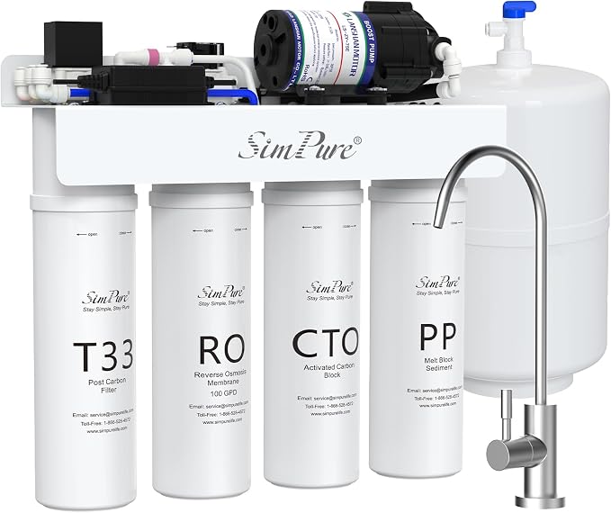 SimPure T1-100 Reverse Osmosis Water Filter, Near 0 TDS Reverse Osmosis System by SimPure_Water