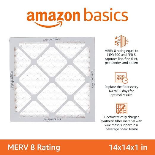 Amazon Basics 14x14x1 Air Filter, MERV 8 AC Furnace Filters, Allergy Control - Image 2