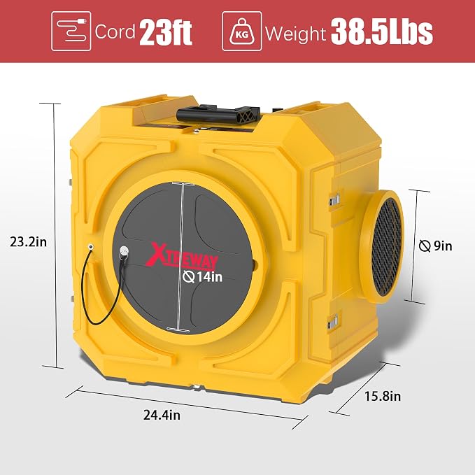 800CFM Hepa Air Scrubber with 3-Stage Filtration, Stackable Negative Air Machine - Image 4