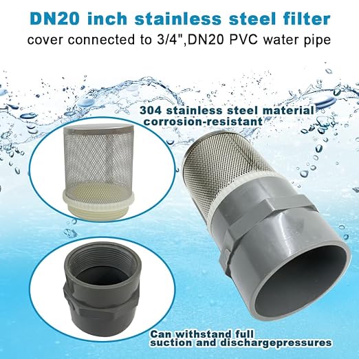 DN20 inch Stainless Steel Filter Cover Connected to 3/4" DN20 Grey PVC Water - Image 2