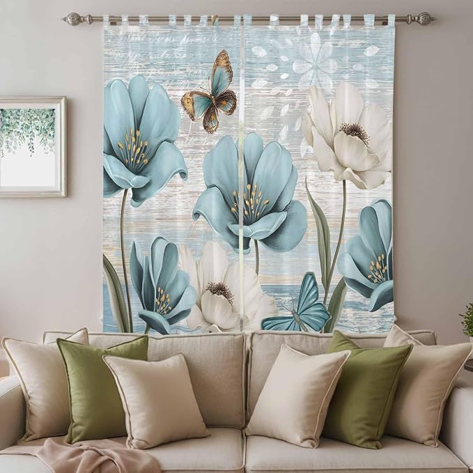 Spring Floral Living Room Curtains 96 Inch Length, Window Curtains Tab Top - Image 3