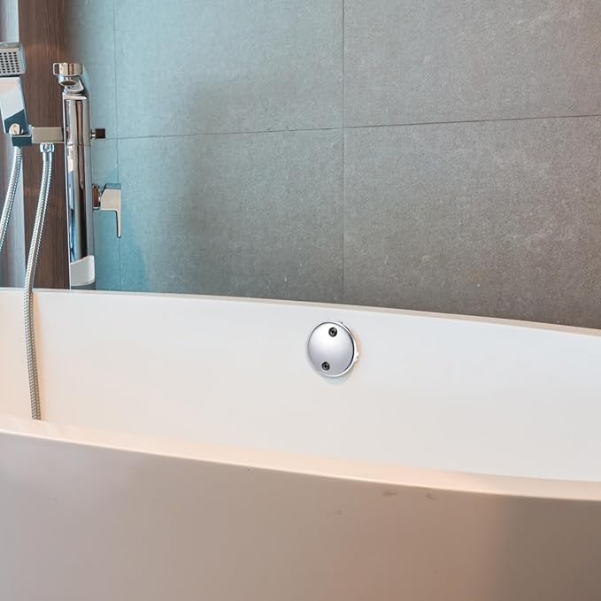 Tub Drain Overflow Covers, 3-1/8" Two Hole Bathtub Drain Overflow Cover with Screws, Fits Most Standard Bath Tub Drains(Silver)
