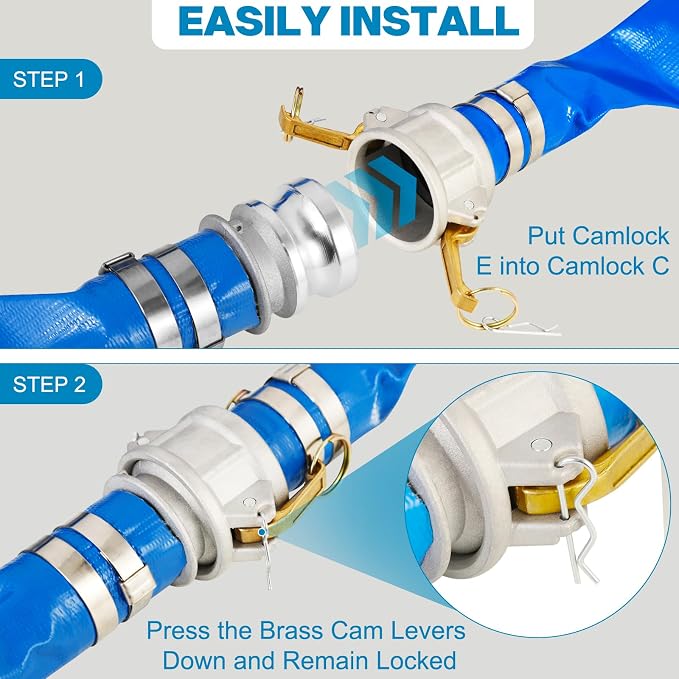 2'' x 50 Ft Discharge Hose, Heavy Duty PVC Lay Flat Water Backwash Hose - Image 4