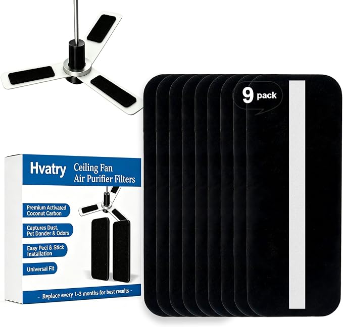 Ceiling Fan Filters for Blades, Captures Dust, Pet Dander & Odors, Easy Peel & by Hvatry