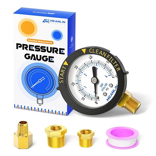 MEANLIN MEASURE 0~60Psi Plastic Frame 1/4" NPT Start and Clean Filter Pressure by MEANLINMEASURE
