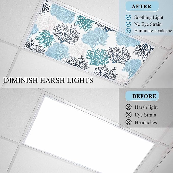 3 Pack Fluorescent Light Cover for Classroom Ceiling Light, Nautical Coastal - Image 8
