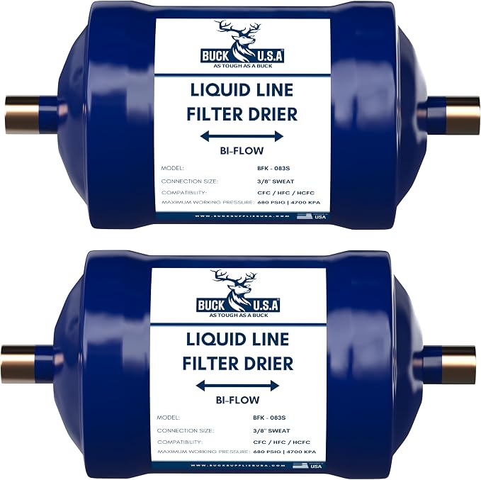 2 Pack Buck Bi-Flow Refrigerant Liquid Line Filter Drier 3/8" ODF Sweat BFK-083S by BuckUSA