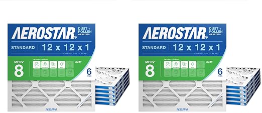 Aerostar 12x12x1 MERV 8 Air Filter, ACTUAL SIZE, Air Conditioning & Furnace by AirFiltersDelivered