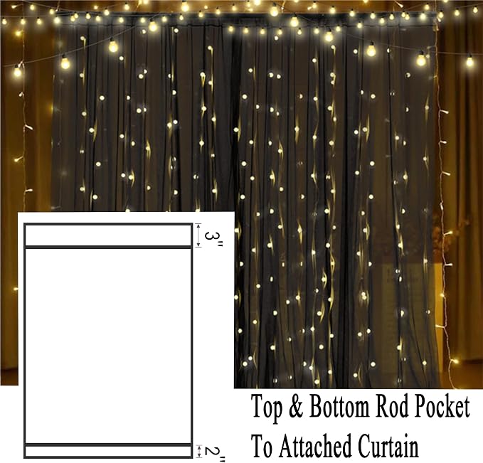 Extra Wide Outdoor Curtains Waterproof Black Voile Mesh Screen Lightweight - Image 7