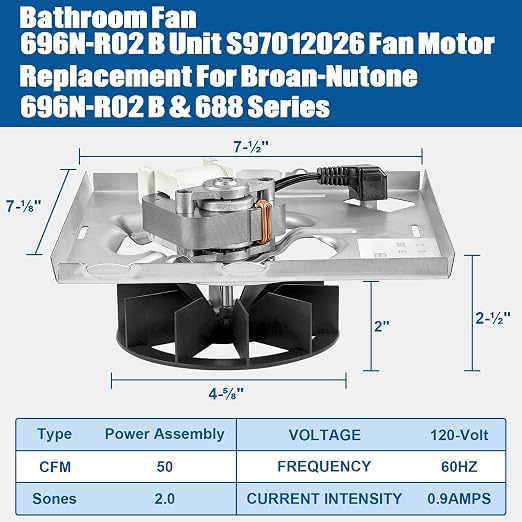 Upgraded 696N-R02 B Unit 50CFM S97012026 Fan Motor Assembly - Image 2