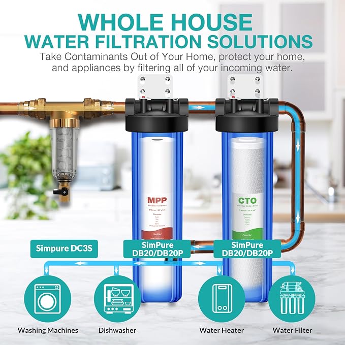 SimPure Whole House Water Filter Cartridges 5 Micron 20" x 4.5" CTO Activated - Image 5