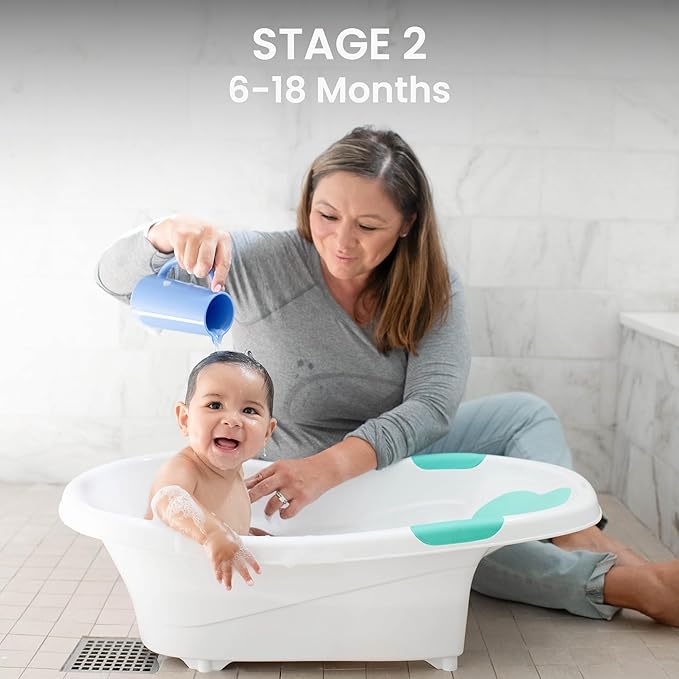 Lulyboo Baby Bath tub with Head Cushion, Bath Tub for Newborn and Toddlers, Ages 0-18 Months, Comfortable & Easy to Clean, Machine Washable Sling, Spacious for Toddlers, Ideal Baby Shower Gift