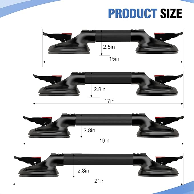 DAILYLIFE Grab Bars for Bathtubs and Showers, 21 inch Shower Handles for Elderly Suction, 300lbs Safety Shower Grab bar for Seniors and Elderly, Black(1 Pack)