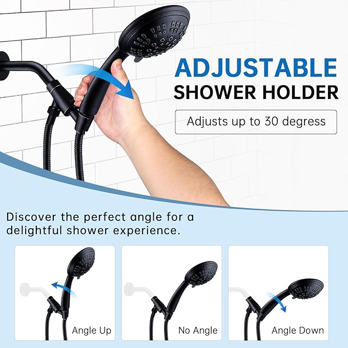 G-Promise Metal Shower Head Holder for Hand Held, Adjustable Bracket, Universal Shower Arm Mount, Oil-Rubbed Bronze Finish