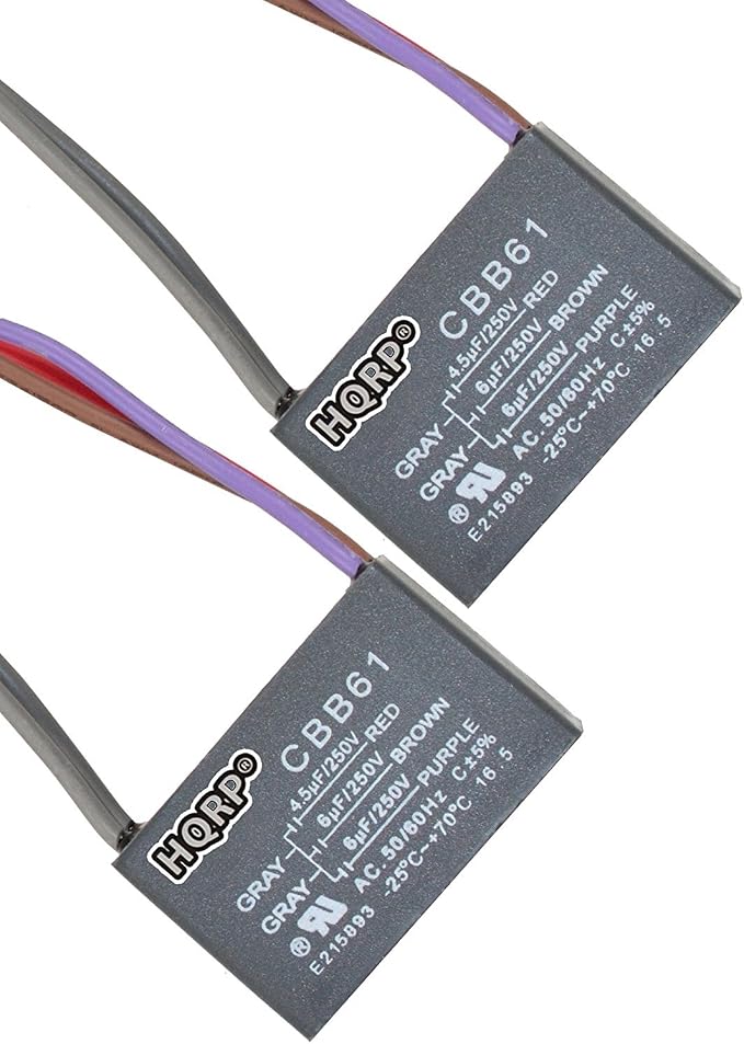 HQRP 2-Pack Ceiling Fan Capacitor CBB61 4.5uf+6uf+6uf 5-Wire by HQRP
