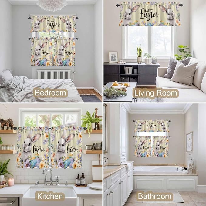 Happy Easter Kitchen Curtains Set 3 Piece - Image 4