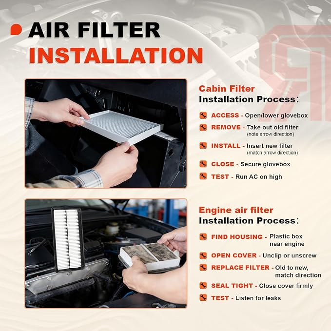 Engine & Upgrade Cabin Air Filter Kit Compatible - Image 6