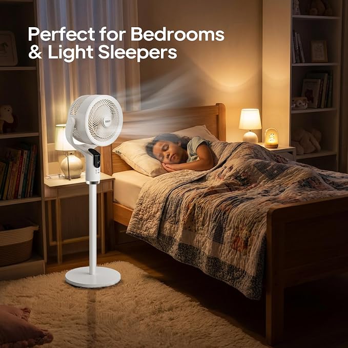 ROVSUN 3-in-1 Standing Fan for Bedroom, 90°+90°Omni-directional Oscillating Fan - Image 5