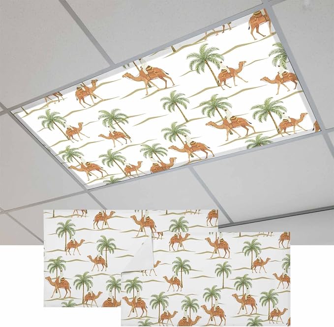 Fluorescent Light Covers for Drop Ceiling Abstract Brown Camels Palm-Trees by Unknown
