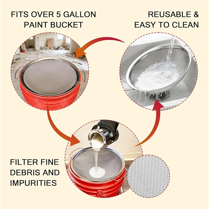 Fine Mesh Paint Strainer 60 Mesh Stainless Steel Paint Filter Emulsion Honey - Image 6