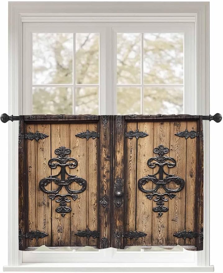 Sheer Curtains 45 Inch Length, Barn Door Semi Sheer Curtains Light Filtering by Unknown