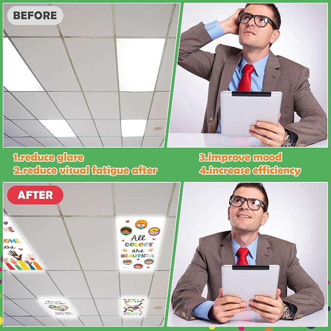 8Pcs Classroom Light Covers for Fluorescent Lights, Retro Magnetic 2x4 FT - Image 5
