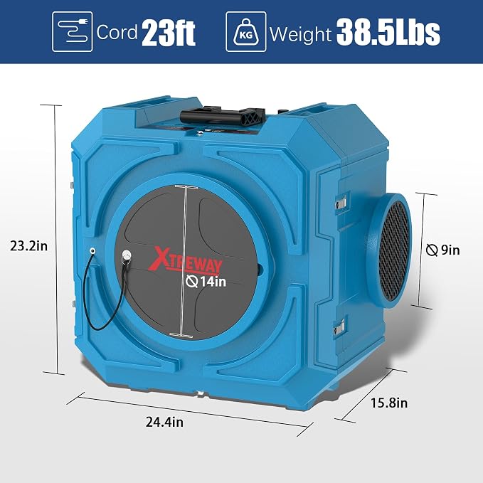 800CFM Hepa Air Scrubber with 3-Stage Filtration, Stackable Negative Air Machine - Image 6
