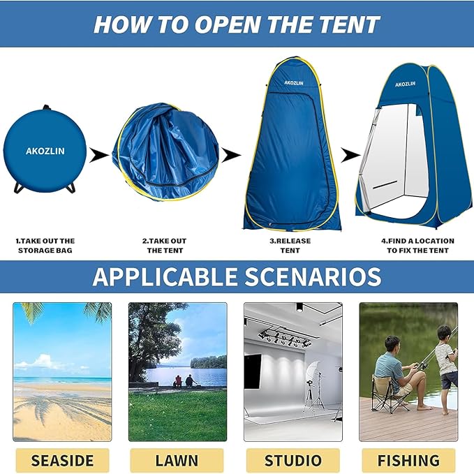 AKOZLIN Portable Pop Up Shower Tent Instant Privacy Dressing Changing Tent Outdoor Shower Room Camp Toilet Tent