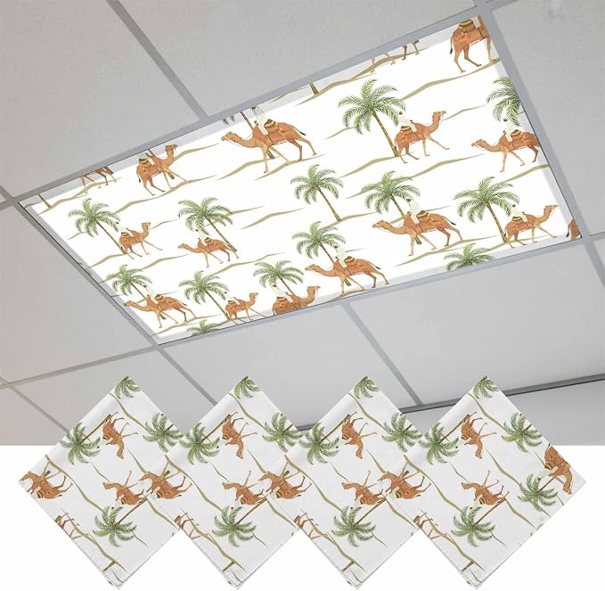 Fluorescent Light Covers for Drop Ceiling Abstract Brown Camels Palm-Trees by Unknown